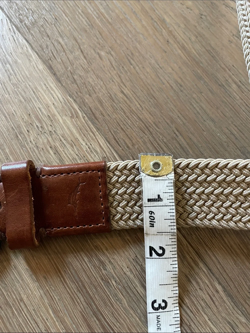 Tommy Bahama Belt Stretch Webbing Brown Leather Ends Mens Size L/XL